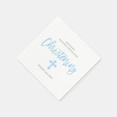 Personalisiert Pastel Blue Cross CHRISTENING Serviette (Ecke)