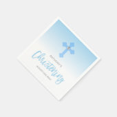 Personalisiert Pastel Blue Cross CHRISTENING Serviette (Ecke)