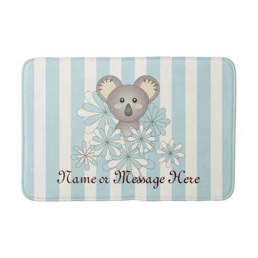 Personalisiert Pastel Blue Stripe Baby Koala Kinde Badematte (Vorderseite)