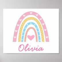 Personalisiert Pastel boho Regenbogen Name Girl