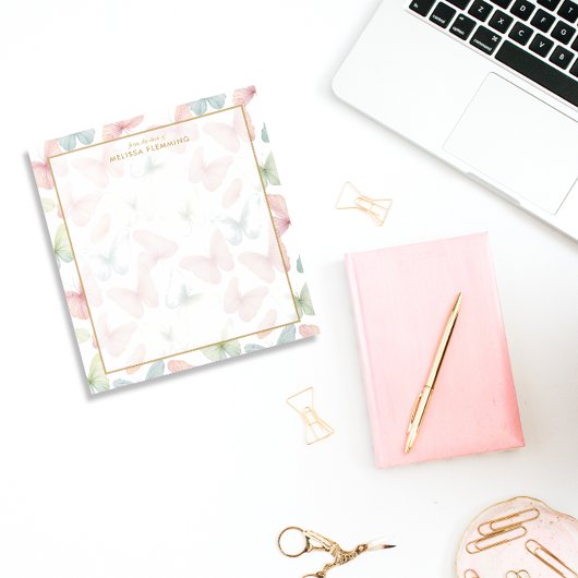 🦋 Personalisiert Pastel Butterfly Notizblock