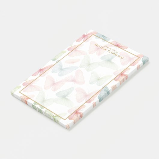 🦋 Personalisiert Pastel Butterfly Post-it Klebezettel (angewinkelt)