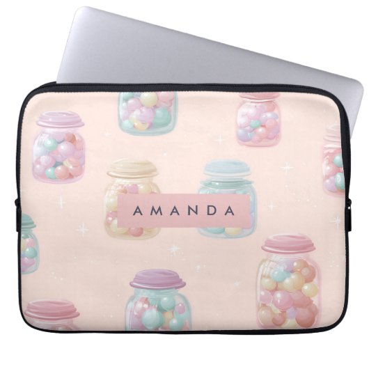 Personalisiert Pastel Candy Jar Pattern Laptopschutzhülle (Vorderseite)