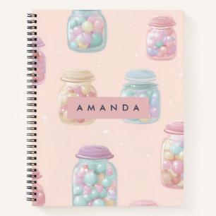 Personalisiert Pastel Candy Jar Pattern Notizblock