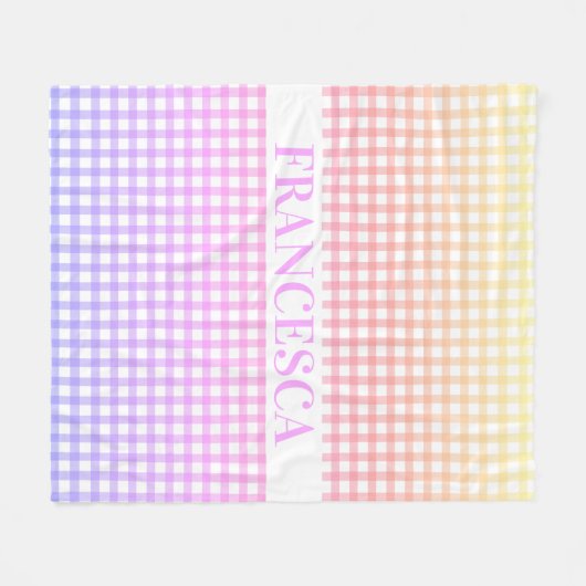 Personalisiert Pastel Gradient Gingham Blanket Pin Fleecedecke (Vorderseite (Horizontal))