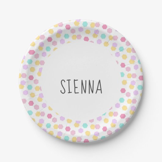 Personalisiert Pastel Hexagon Pappteller (Vorderseite)