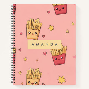 Personalisiert Pastel Kawaii French Fries Pattern Notizblock