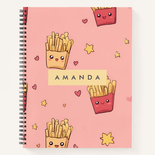 Personalisiert Pastel Kawaii French Fries Pattern Notizblock (Vorderseite)
