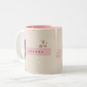 Personalisiert Pastel Kawaii Kat-Gesichtsmuster Zweifarbige Tasse (Vorderseite Links)