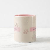 Personalisiert Pastel Kawaii Kat-Gesichtsmuster Zweifarbige Tasse (Mittel)