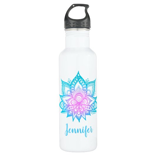 Personalisiert Pastel Lotus Blume Individuelle Nam Edelstahlflasche (Vorderseite)
