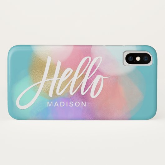 Personalisiert Pastel Paint Splotches Hallo Case-Mate iPhone Hülle (Rückseite (Horizontal))