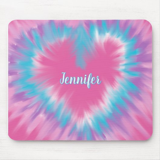 Personalisiert Pastel Pink Krawatte färbendes Herz Mousepad (Vorne)