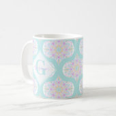 Personalisiert Pastel Rainbow Floral Mandala Mid M Kaffeetasse (Vorderseite Links)