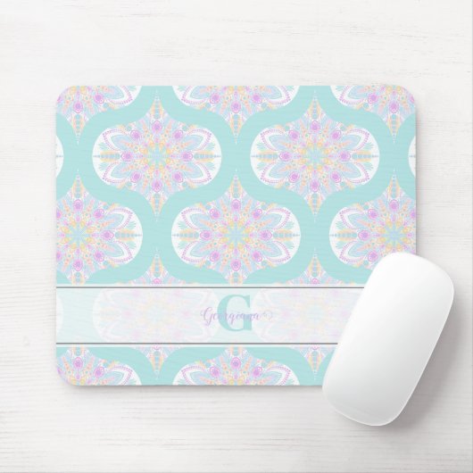 Personalisiert Pastel Rainbow Floral Mandala Mid M Mousepad (Mit Mouse)