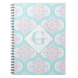 Personalisiert Pastel Rainbow Floral Mandala Mid M Notizblock