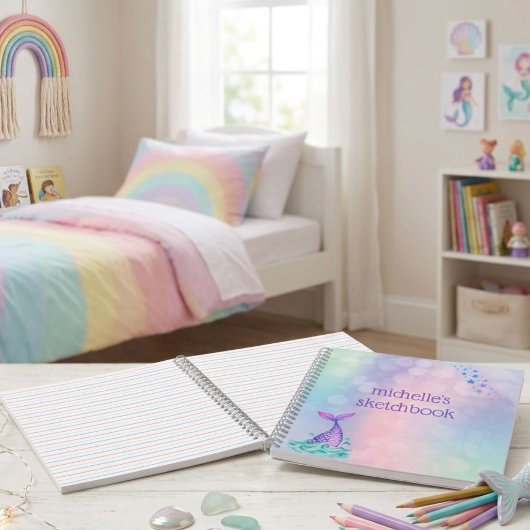 Personalisiert Pastel Rainbow Mermaid Notizblock