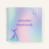 Personalisiert Pastel Rainbow Mermaid Notizblock (Vorderseite)