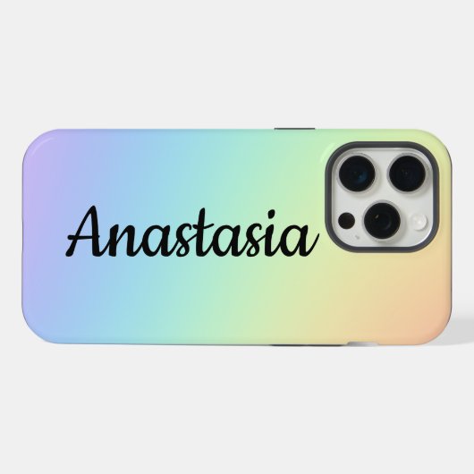 Personalisiert Pastel Rainbow Ombre iPhone Hülle (Rückseite (Horizontal))