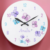 Personalisiert Pastell Butterfly Große Wanduhr