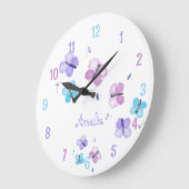 Personalisiert Pastell Butterfly Große Wanduhr (Winkel)