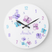 Personalisiert Pastell Butterfly Große Wanduhr (Vorderseite)