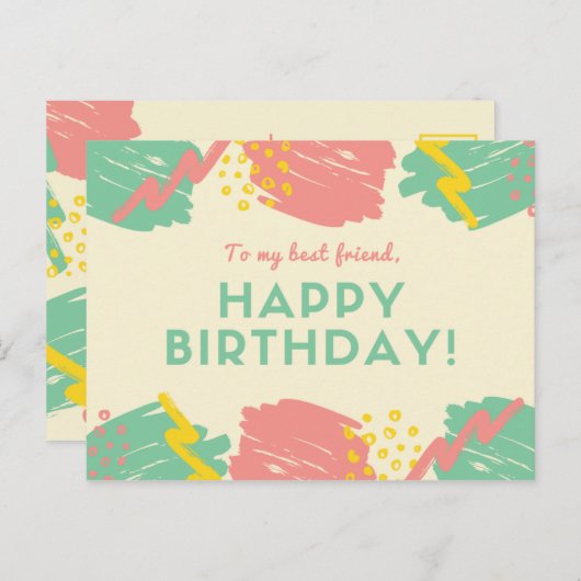 Personalisiert - Pastell farbige Pinselstriche Postkarte (Vorne/Hinten)