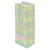 Personalisiert Pastell Kariert Weihnachten Geschenktüte Für Weinflaschen (Rückseite Schrägansicht)