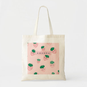Personalisiert Pastell Niedlich Strawberry Muster Tragetasche