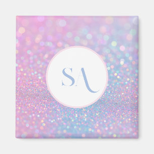 Personalisiert Pastell Pink Glitzer Magnet Monog