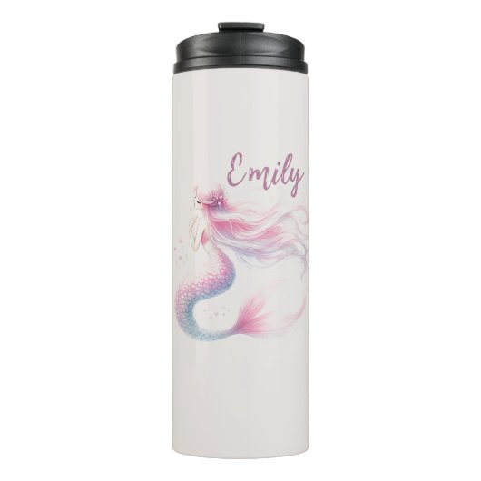 Personalisiert Pastell Pink Mermaid Thermal Tumble Thermosbecher (Vorderseite)