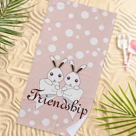 Personalisiert Pastell Pink Niedlich Zwillingskind Strandtuch