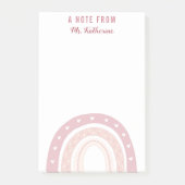 Personalisiert Pastell Pink Rainbow Calligraphy Post-it Klebezettel (Vorderseite)