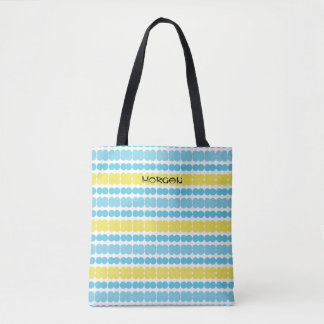 Personalisiert Pastellblau und Gelb Streifen Tasche