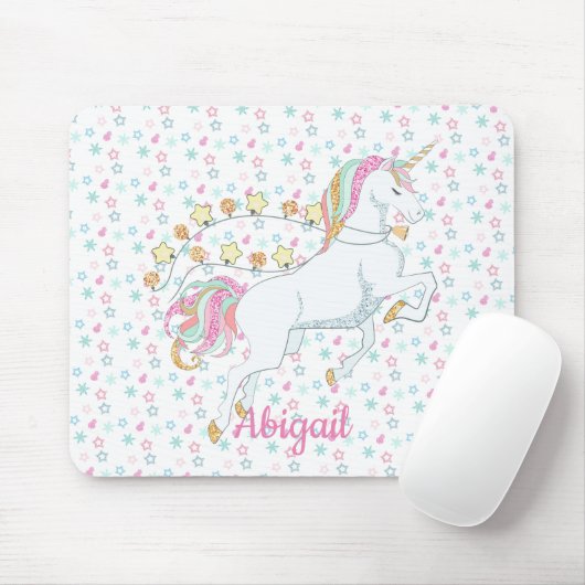 Personalisiert Pastellrosa Zauberhafte Einhornster Mousepad (Mit Mouse)