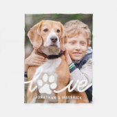 Personalisiert Paw LIEBE Modernes Foto Hund Lover Fleecedecke (Vorderseite)