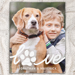 Personalisiert Paw LIEBE Modernes Foto Hund Lover Fleecedecke