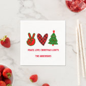 Personalisiert Peace Liebe Christmas Lights Green  Serviette (Beispiel)