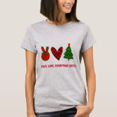 Personalisiert Peace Liebe Christmas Lights Red Gr T-Shirt (Vorderseite)