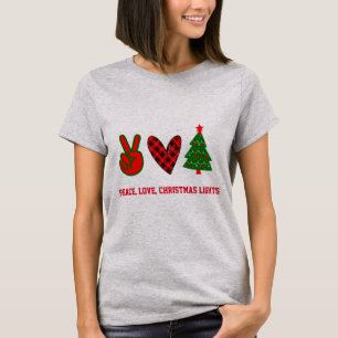 Personalisiert Peace Liebe Christmas Lights Red Gr T-Shirt