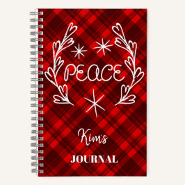 Personalisiert Peace Red Kariert Holiday Journal Notizblock