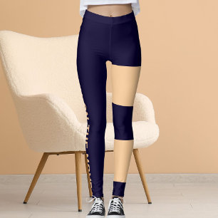 Personalisiert Peach Navy Blue Cat Mama Niedlich S Leggings