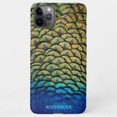 Personalisiert Peacock Blue Feather benannt iPhone Hülle (Rückseite)