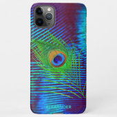 Personalisiert Peacock Blue Feather benannt iPhone Hülle (Rückseite)