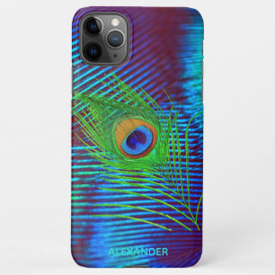 Personalisiert Peacock Blue Feather benannt iPhone 11Pro Max Hülle
