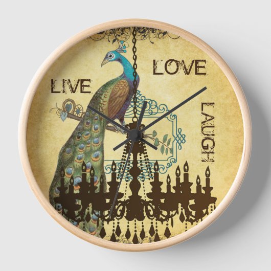 Personalisiert Peacock Chandelier Clock Uhr (Vorderseite)