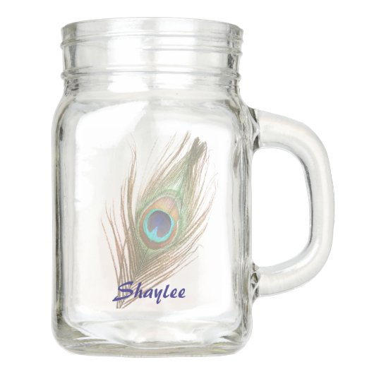 Personalisiert Peacock Feather Einmachglas (Vorderseite)