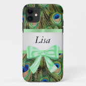 Personalisiert Peacock Pattern Green Bow Case-Mate iPhone Hülle (Rückseite)