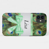Personalisiert Peacock Pattern Green Bow Case-Mate iPhone Hülle (Rückseite (Horizontal))