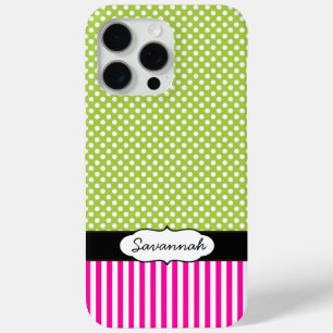 Personalisiert Peapod Limon Polka Dot Pink Streife iPhone 15 Pro Max Hülle